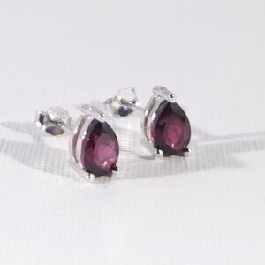 Garnet Pear Earrings 1.9 Carats tw Sterling Silver